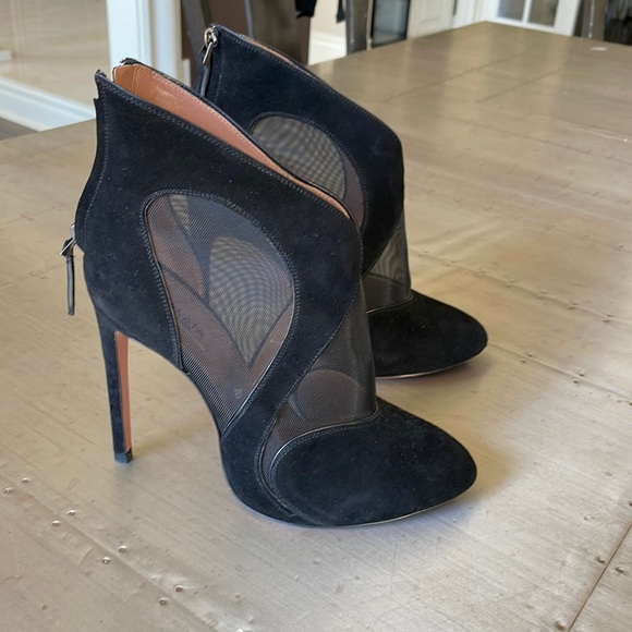 Alaia Shoes - alaia black suede mesh boot bootie sz 38.5